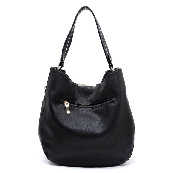 BLACK BOSS LADY VEGAN LEATHER HOBO BAG - Picture 4 of 7